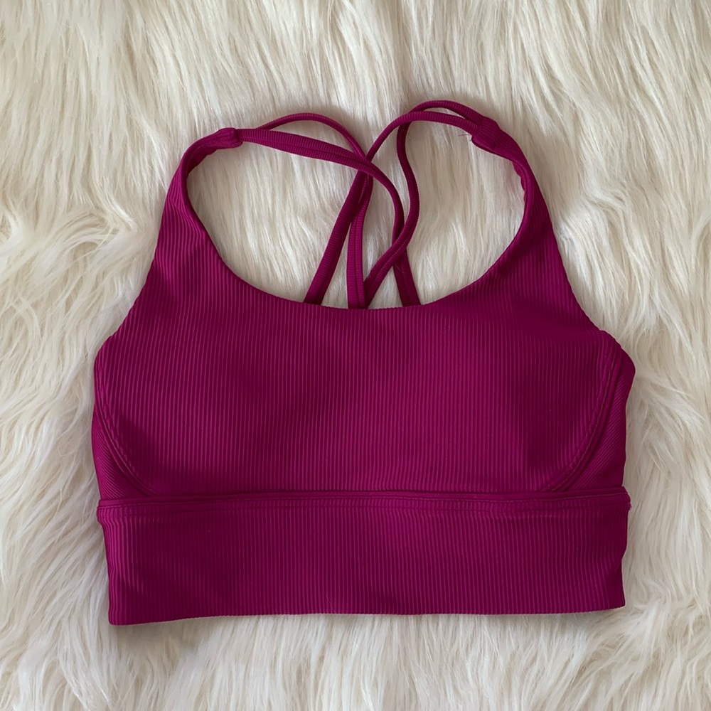 Lululemon Energy Ribbed Longline Bra Magenta Size 8